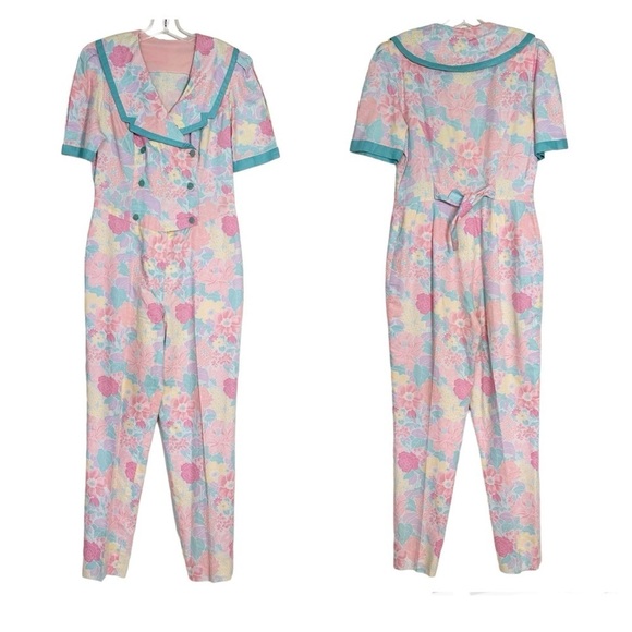 Vintage Floral Jumpsuit Size Medium - Picture 1 of 9